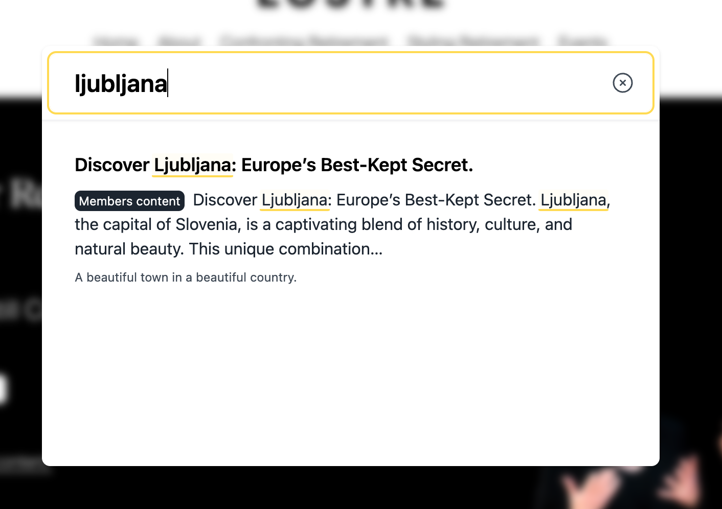 Screenshot of Member Search using Monocle Search